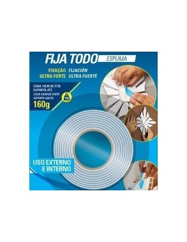 Cinta Doble  Faz  * Fija Todo   Interior  Espumada   19 Mm .*   1,5  Mt.  * Tekbond  Celeste