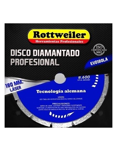 Disco  Diamantado   Laser     180 Mm   " Rottweiler "