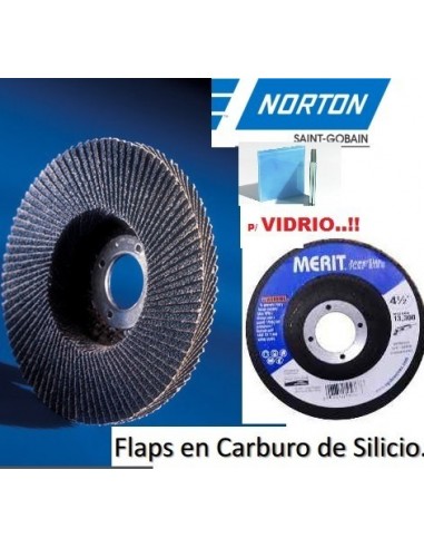 Discos  Flap  4,5"   Gr   60   * Merit -  Vidrio - Marmol    "norton"  Carburo De Silicio