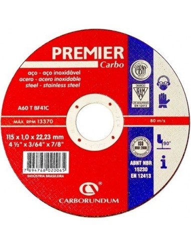 Discos De Corte  " Premier Carbo "   Fino  4,5"  *   1   Mm  C/p " Carborundum "