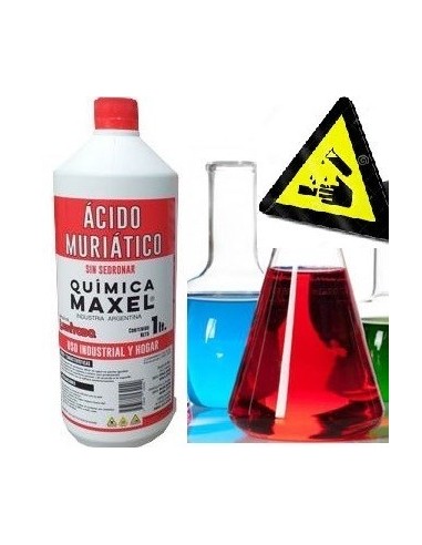 Acido  Mururiatico  Clorhidrico 20ª           1 Lts     " Quimica  Maxel "   Uso Hogar Rojo