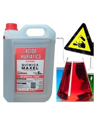 Acido  Mururiatico  Clorhidrico 20ª           5 Lts     " Cauchet / Quimica  Maxel "   Uso Hogar Rojo