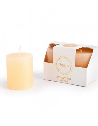 Velas  Aromatizantes   Votiva   4* 5 Cm    2 Unid  * Vainilla      " Organic Spa "     