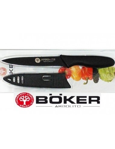 Cuchillo    Negro   " Bökercut "    4"  - 10   Cm       "  C/ Funda  Prof   "  " Boker Arbolito "  Inox - Cabo Ppl -  Ind. A