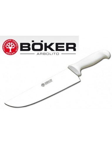 Cuchillo   Mango   Blanco  10"  -  25     Cm    " Frigorifico "  " Boker Arbolito "  Inox - Cabo Ppl -  Ind. Arg.  Acero Alem