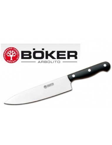 Cuchillo   Mango   Negro     7"  - 17,5  Cm    " Cocina  Chef "  " Boker Arbolito "  Inox - Cabo Ppl -  Ind. Arg.  Acero Alem