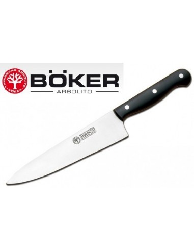 Cuchillo   Mango   Negro     8"  - 20     Cm    " Cocina  Chef "  " Boker Arbolito "  Inox - Cabo Ppl -  Ind. Arg.  Acero Ale