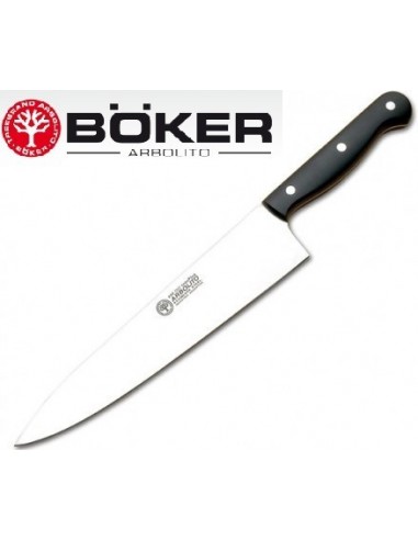 Cuchillo   Mango   Negro   10"  - 25     Cm    " Cocina  Chef "  " Boker Arbolito "  Inox - Cabo Ppl -  Ind. Arg.  Acero Alem