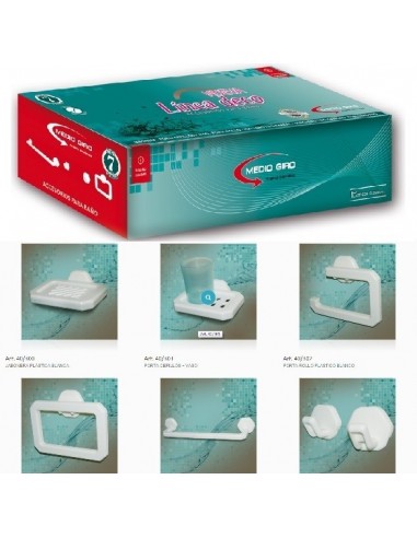 Accesorios  De  Baño      Kit  7  Piezas  " Linea Deco "   Blanca   " Medio Giro "     O10/160