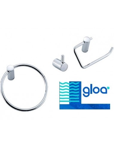 Accesorios  De  Baño      Kit  3 Piezas  Toallero Aro  + Portarollo + Percha  Acero " Marve - Gloa "