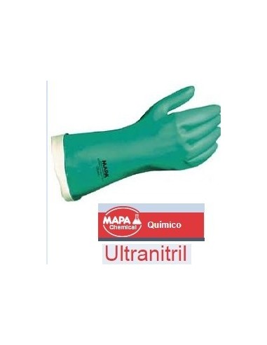 Guantes   De  Latex   Verde   Nitrilo  30 Cm   Nº   9     " Mapa "  Ultranitril 492 Flocado