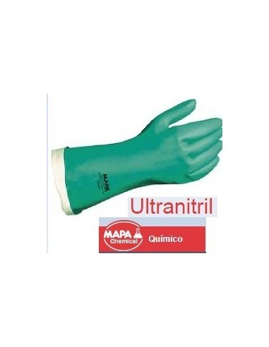 Guantes   De  Latex   Verde   Nitrilo  30 Cm   Nº 10     " Mapa "  Ultranitril 492 Flocado