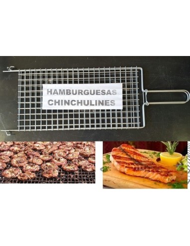 Parrilla  Doble   P/ Hamburg.  Chinchulines  Y  Pescados  25 * 50 Cm   " Ancona "