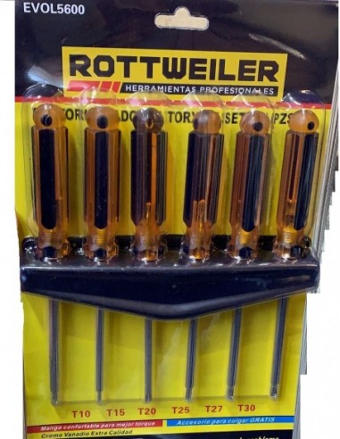 Destornillador    Jgo   Punta   * Torx   Profesionales    X  6  Unid   " Rottweiler "