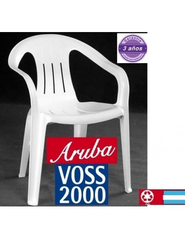 Silla     " Aruba "  Blanca   Rejillada      Voss 2000   * 3 Años Garantia  Resist.  125 Kg