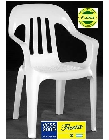 Silla    / Sillon  " Fiesta "  Blanca   Rejillada      Voss 2000   * 5 Años Garantia   Resit  205 Kg