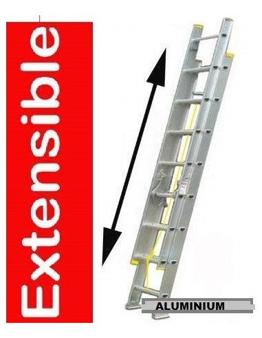 Escalera   Aluminio  Extensible   Doble    9 X 2   3,25  -  5,02 Mt Extend.   120 Kg  "agata"   Peso 9.66 Kg  