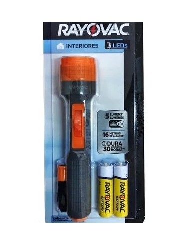 Linterna    3 Led  2aa * Incluidas    " Rayovac "   5 Lum 16 Mts  30 Hs