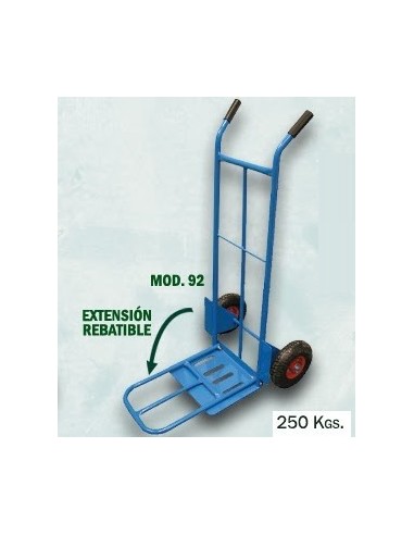 Carrito Pesado  Extensible  Azul   Ruedas  Neumaticas  250 Kg   " Mod. 92 "