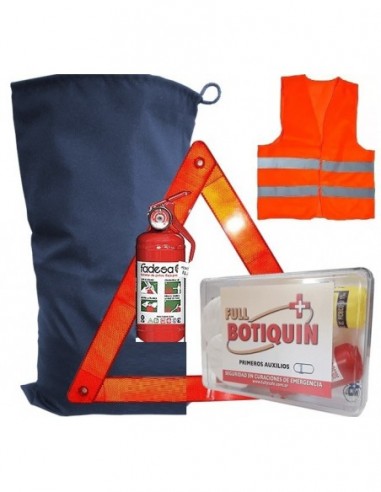 Matafuego  1 Kg  En  Kit  De  Seguridad " Completo  * Reglamentario " + Botiquin + Chaleco + 2 Baliza