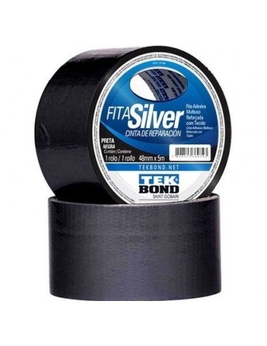 Cinta  Silver Tape   * Tekbond     Negra               Entelada   48 Mm  *  5 Mts