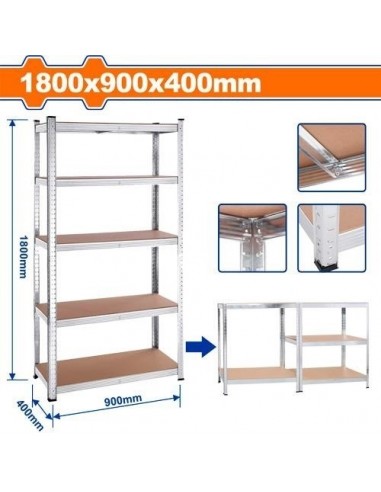 Estanteria   Regulable   5    Niveles   0,40  X  0,90  X  1,80    Blanco     " Wadfow "  175 Kg. 